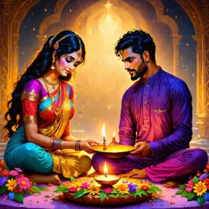 Couple performing puja