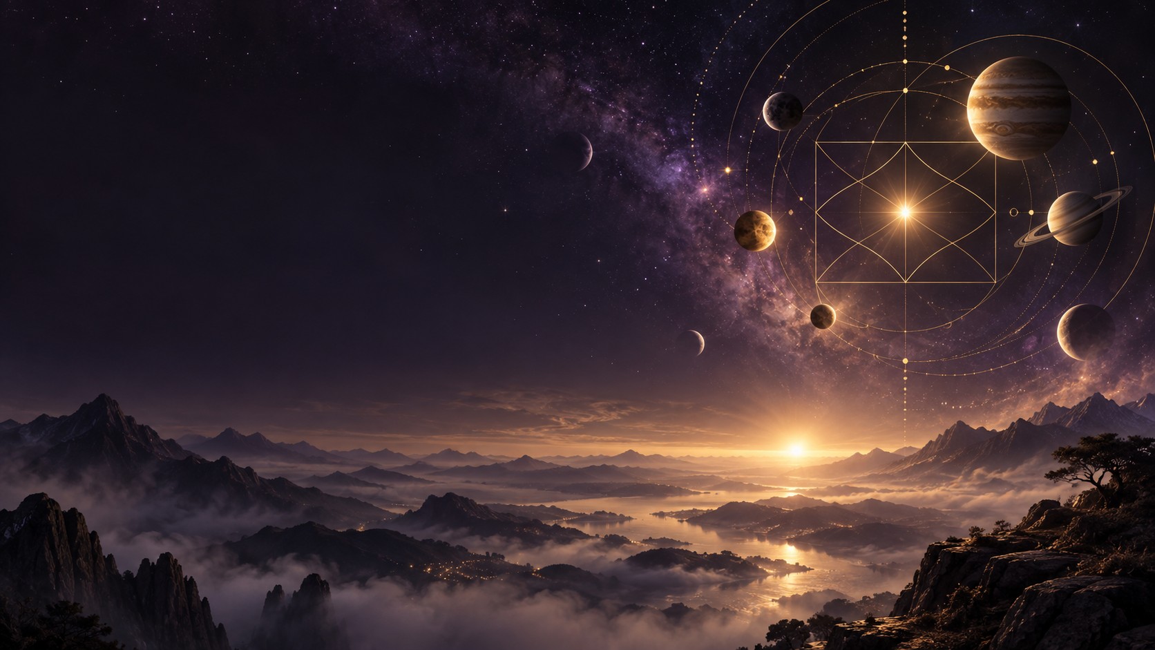 Personal horoscope consultation with celestial astrology chart and cosmic landscape by AstroPrinciple