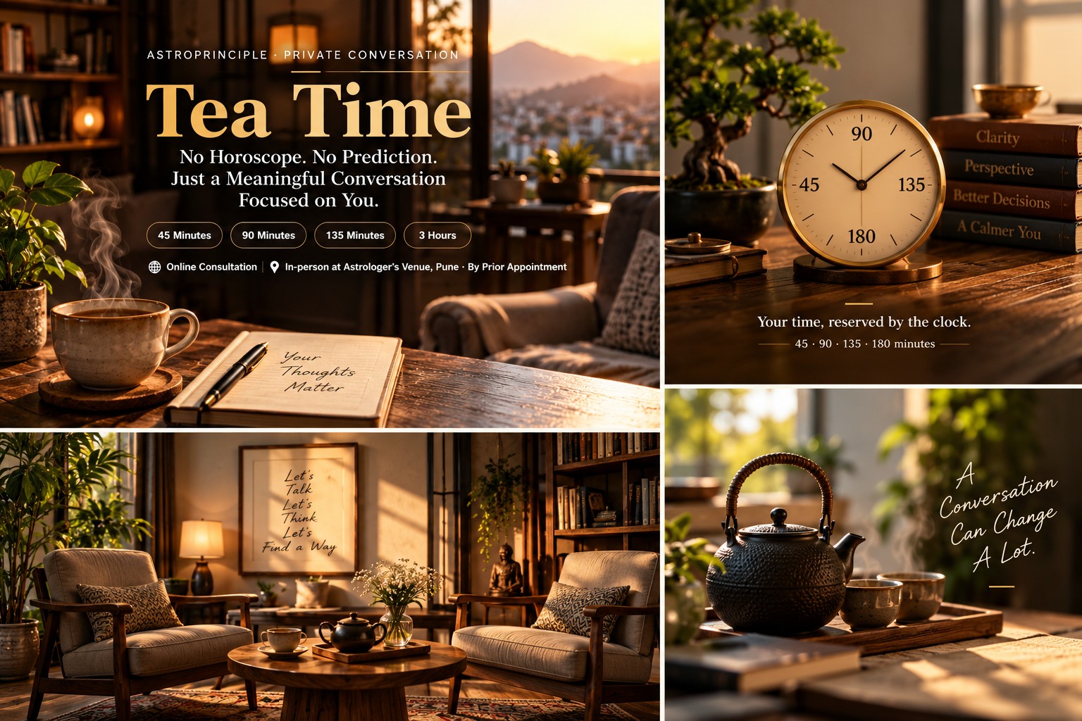 Tea time meaningful discussion focused on you